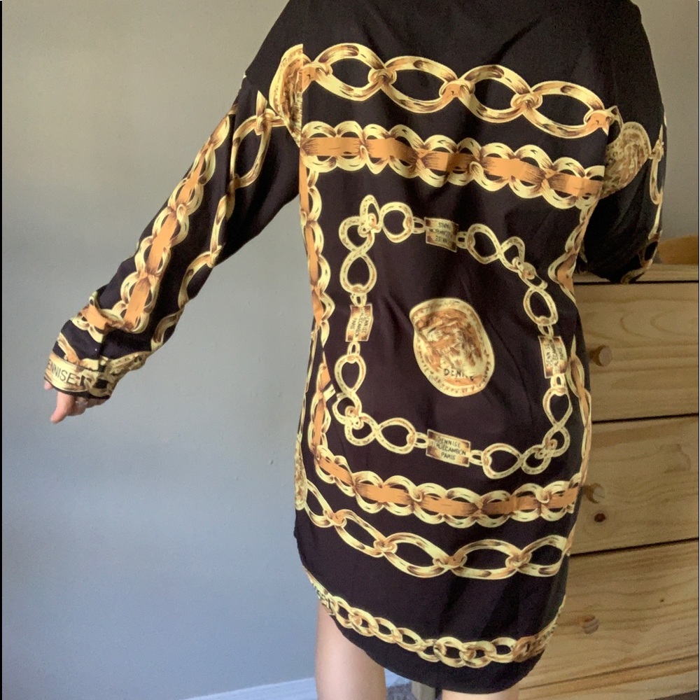 Gold chain collared dress